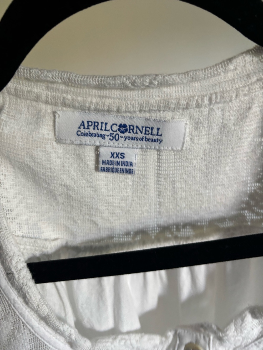 April Cornell White Crochet Yoke Button-Front Sleeveless nightgown maxi - Picture 3 of 3